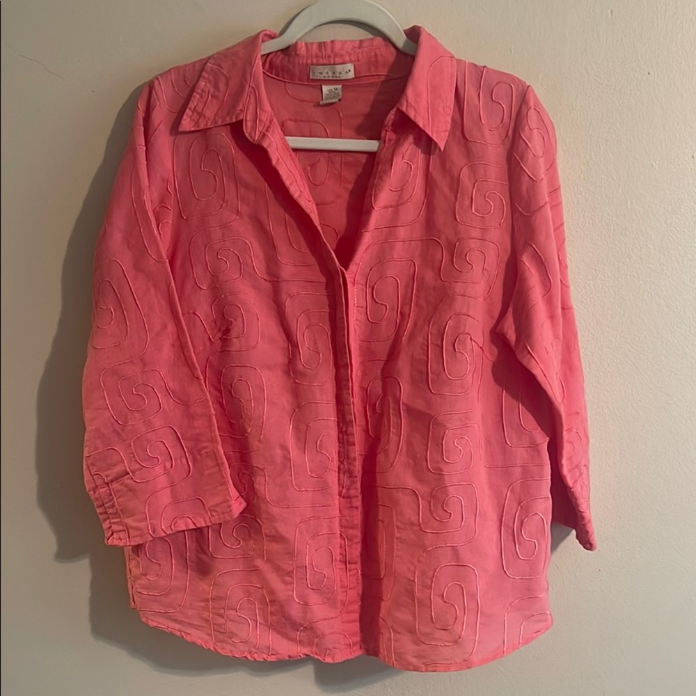 Tweeds Pink Notched Collar Button Down Shirt
